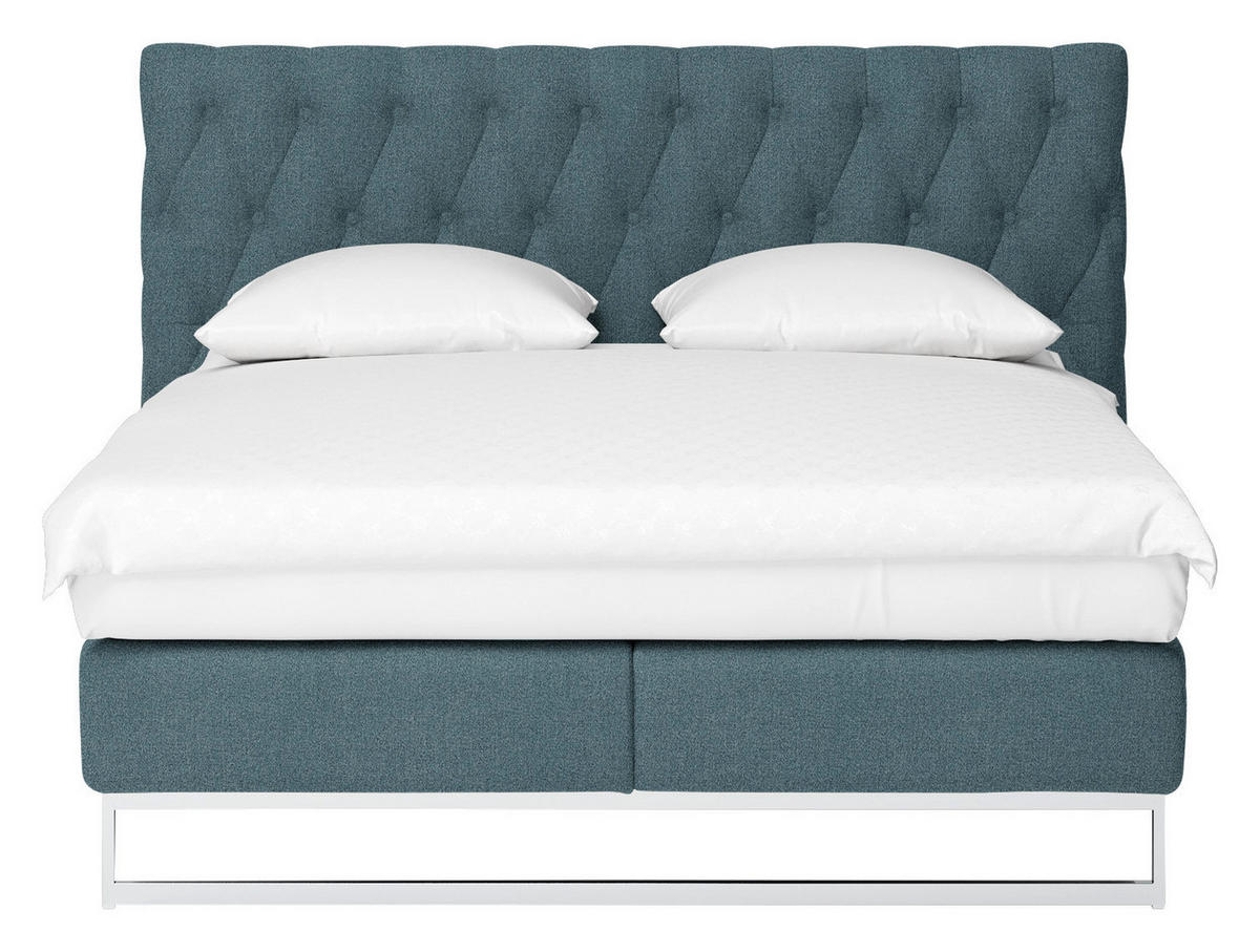 BOXSPRINGBETT 180/200 cm  in Petrol  - Chromfarben/Petrol, KONVENTIONELL, Textil/Metall (180/200cm) - Joop!
