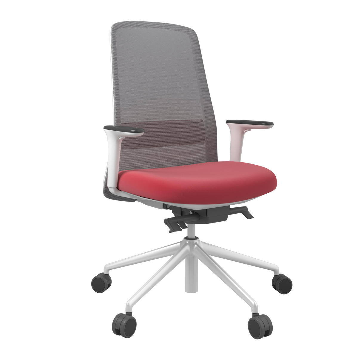 DREHSTUHL Grau, Rot, Weiß  - Rot/Weiß, MODERN, Kunststoff/Textil (70/103-115/70cm)