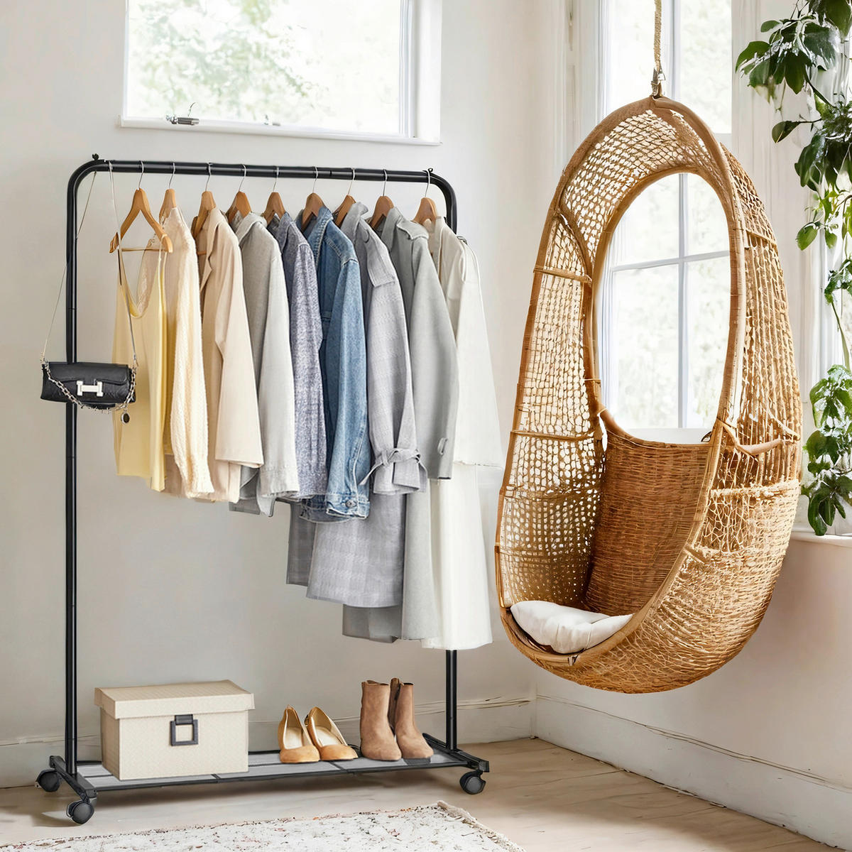 KLEIDERSTÄNDER in Schwarz 91/158/40 cm   - Schwarz, Trend, Kunststoff/Metall (91/158/40cm) - Boxxx