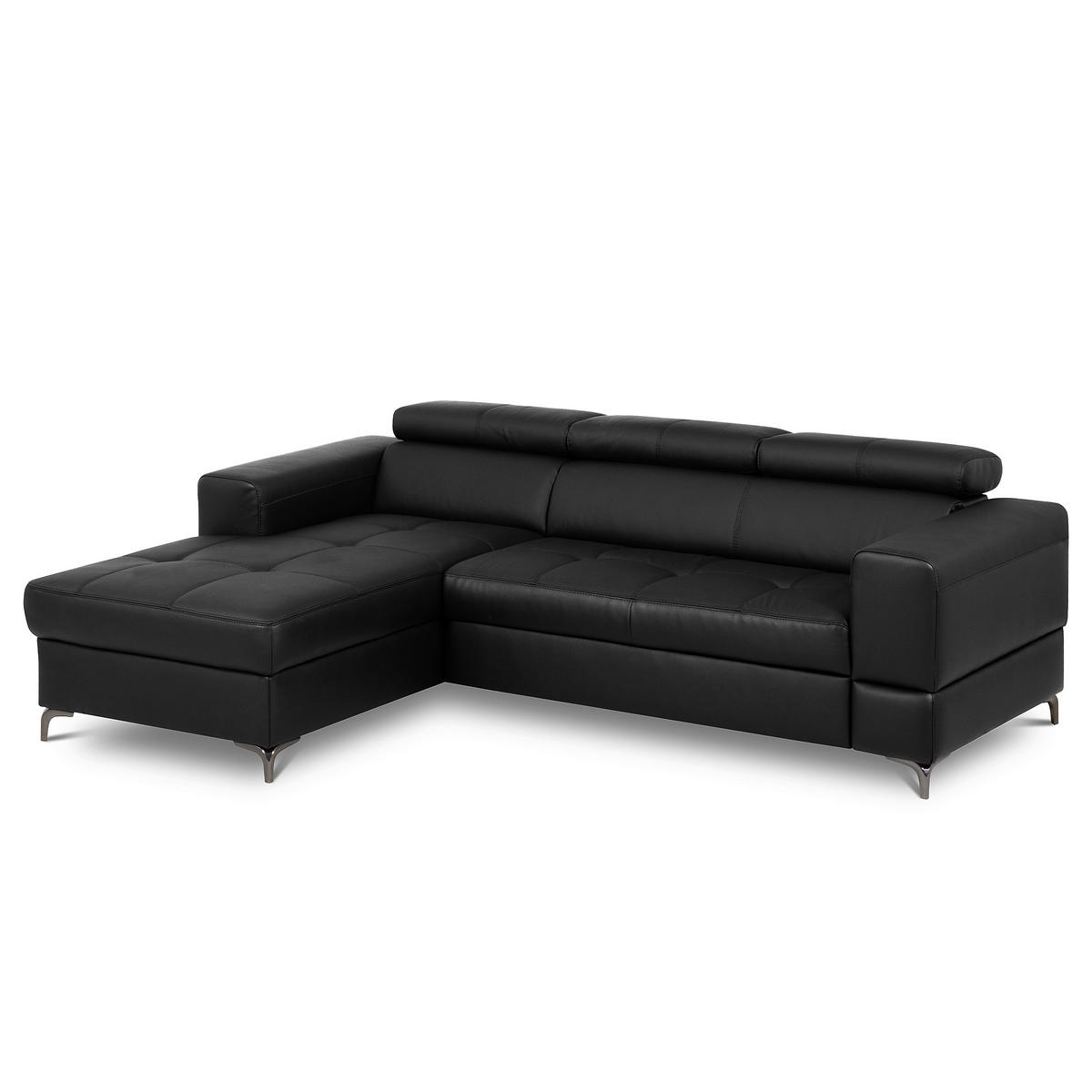 ECKSOFA  in Lederlook Echtleder Schwarz  - Schwarz, Design, Leder/Textil (173/247cm) - Livetastic