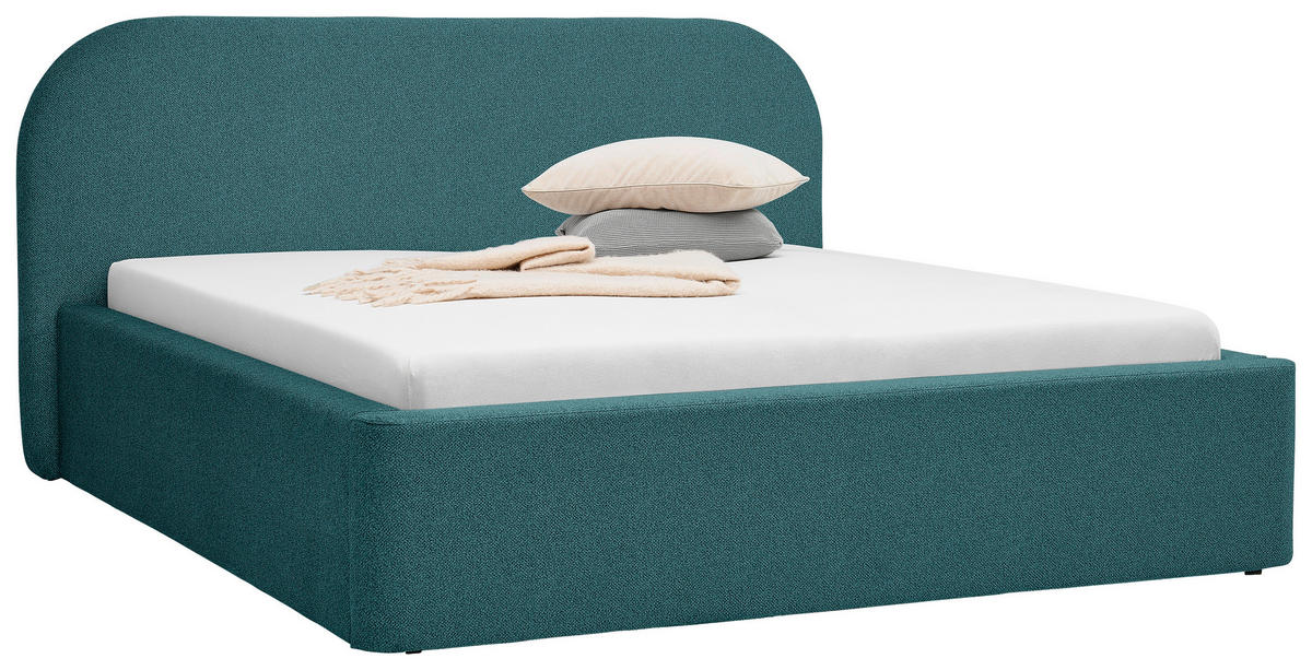 POLSTERBETT 160/200 cm  in Petrol  - Petrol/Schwarz, Design, Holz/Textil (160/200cm) - Boxxx