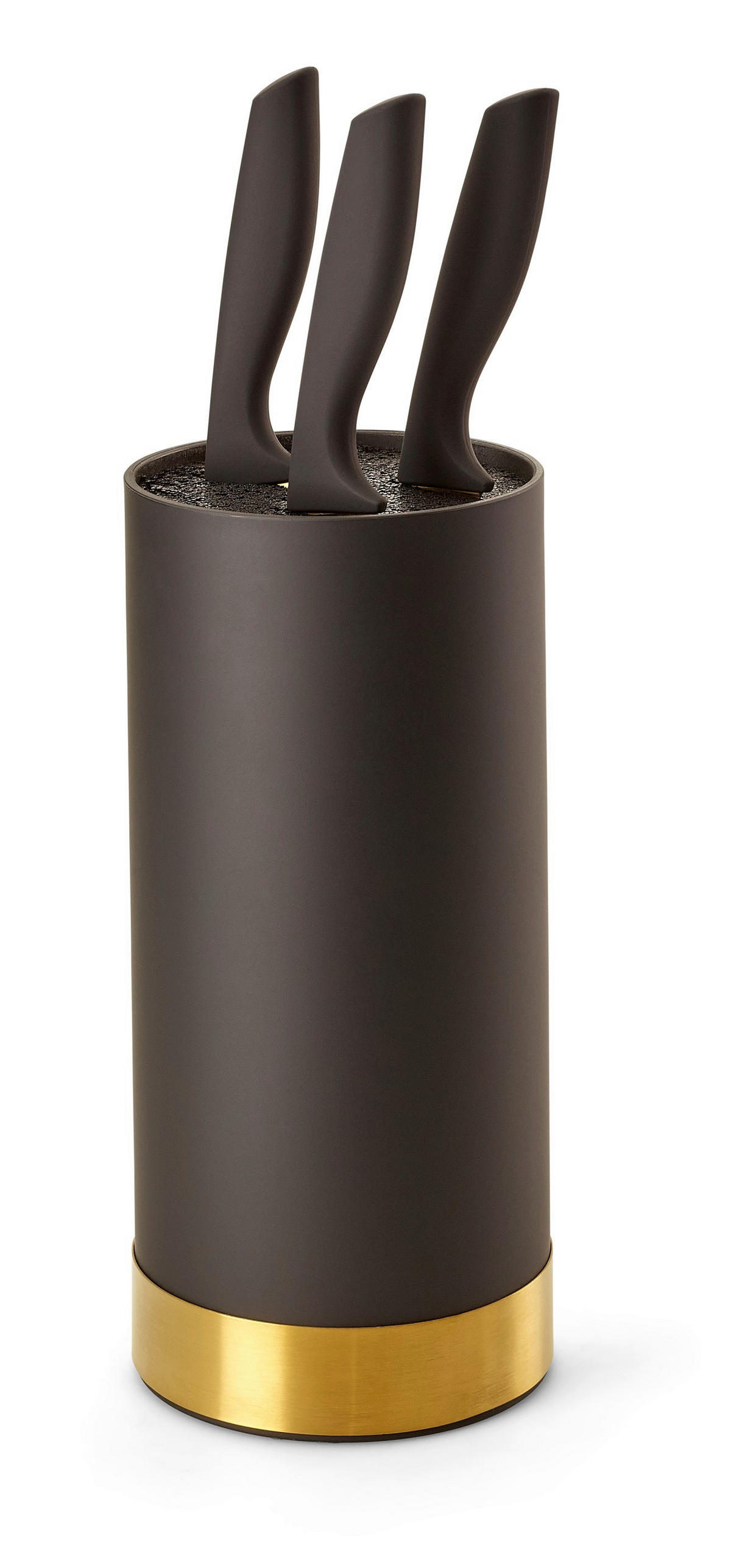 MESSERBLOCK 4-teilig  - Goldfarben/Schwarz, Basics, Kunststoff (11/22cm) - Echtwerk