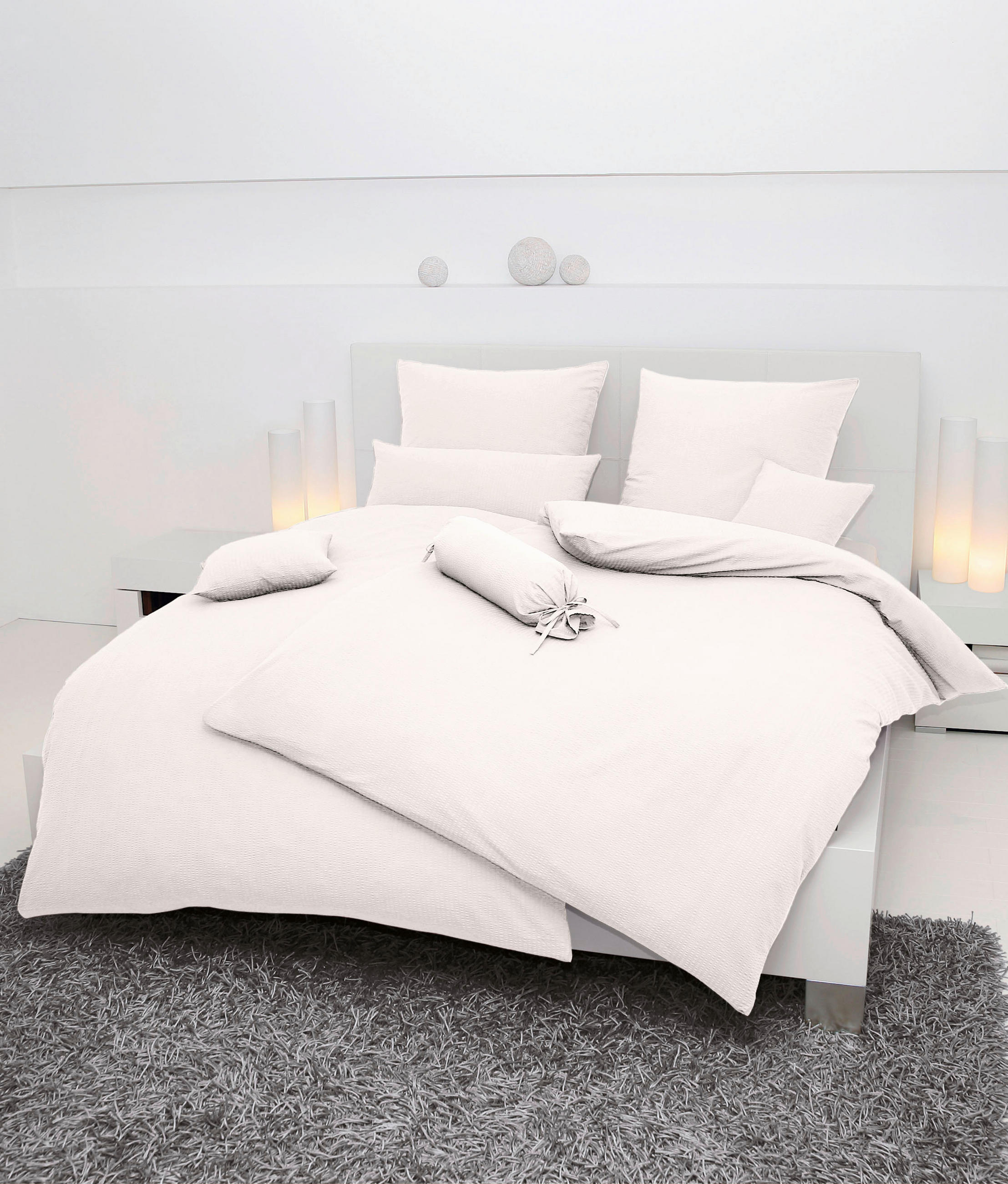 BETTWÄSCHE 155/200 cm Seersucker  - Ecru/Beige, Design, Textil (155/200cm) - Janine