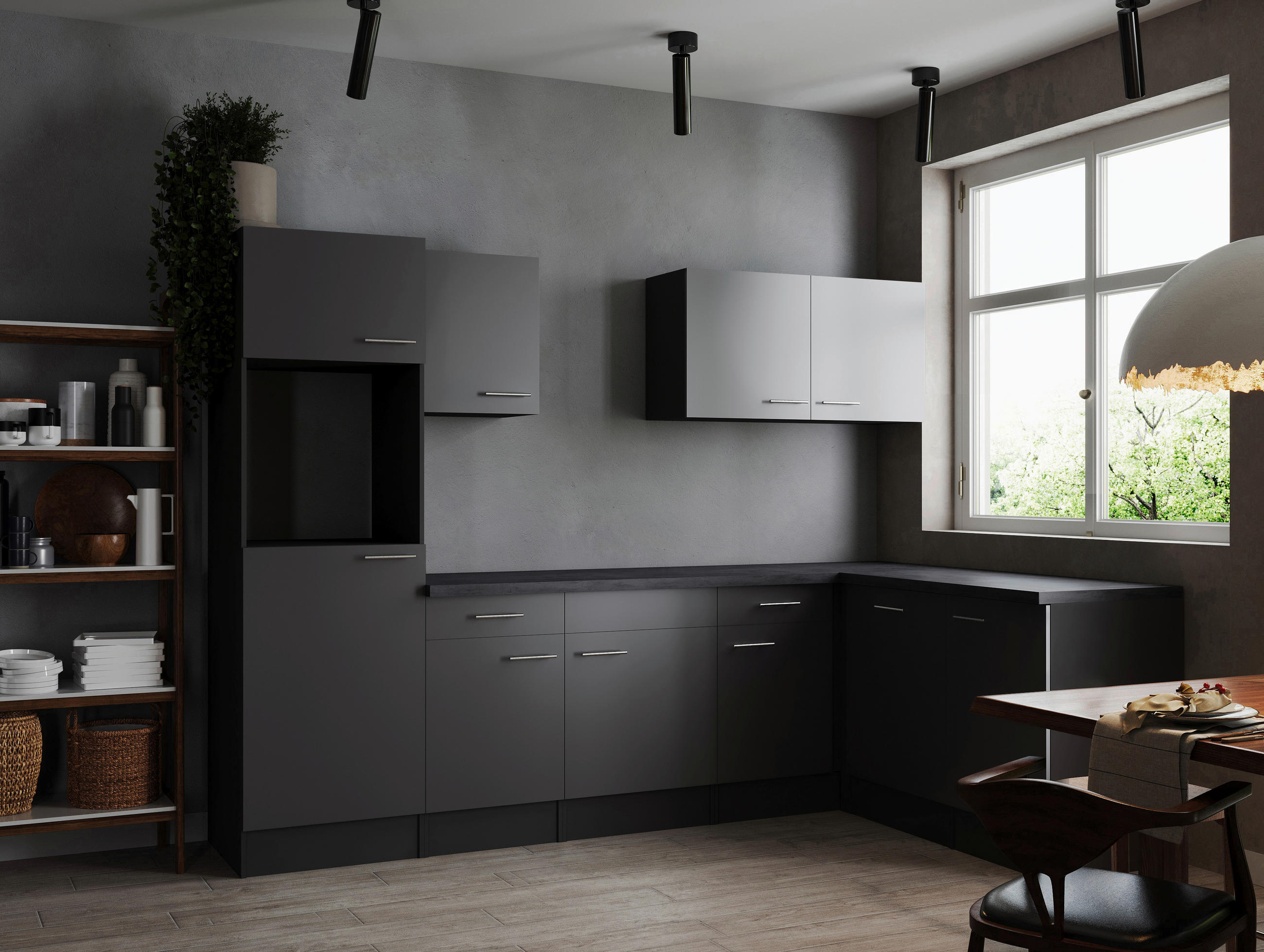 HÖRNKÖK 280/172 cm  i grå  - silver/grå, Design, metall/trämaterial (280/172cm) - Respekta