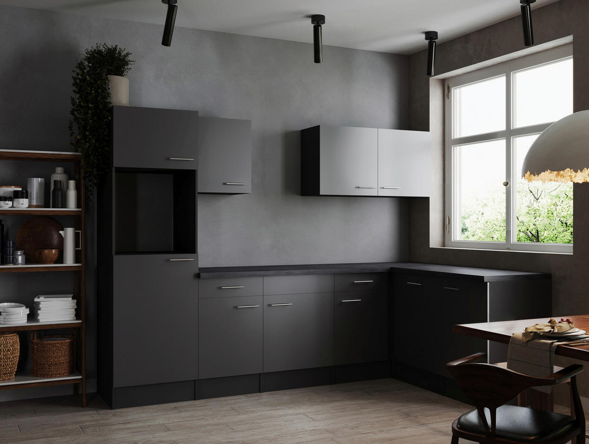 HÖRNKÖK 280/172 cm  i grå  - silver/grå, Design, metall/trämaterial (280/172cm) - Respekta