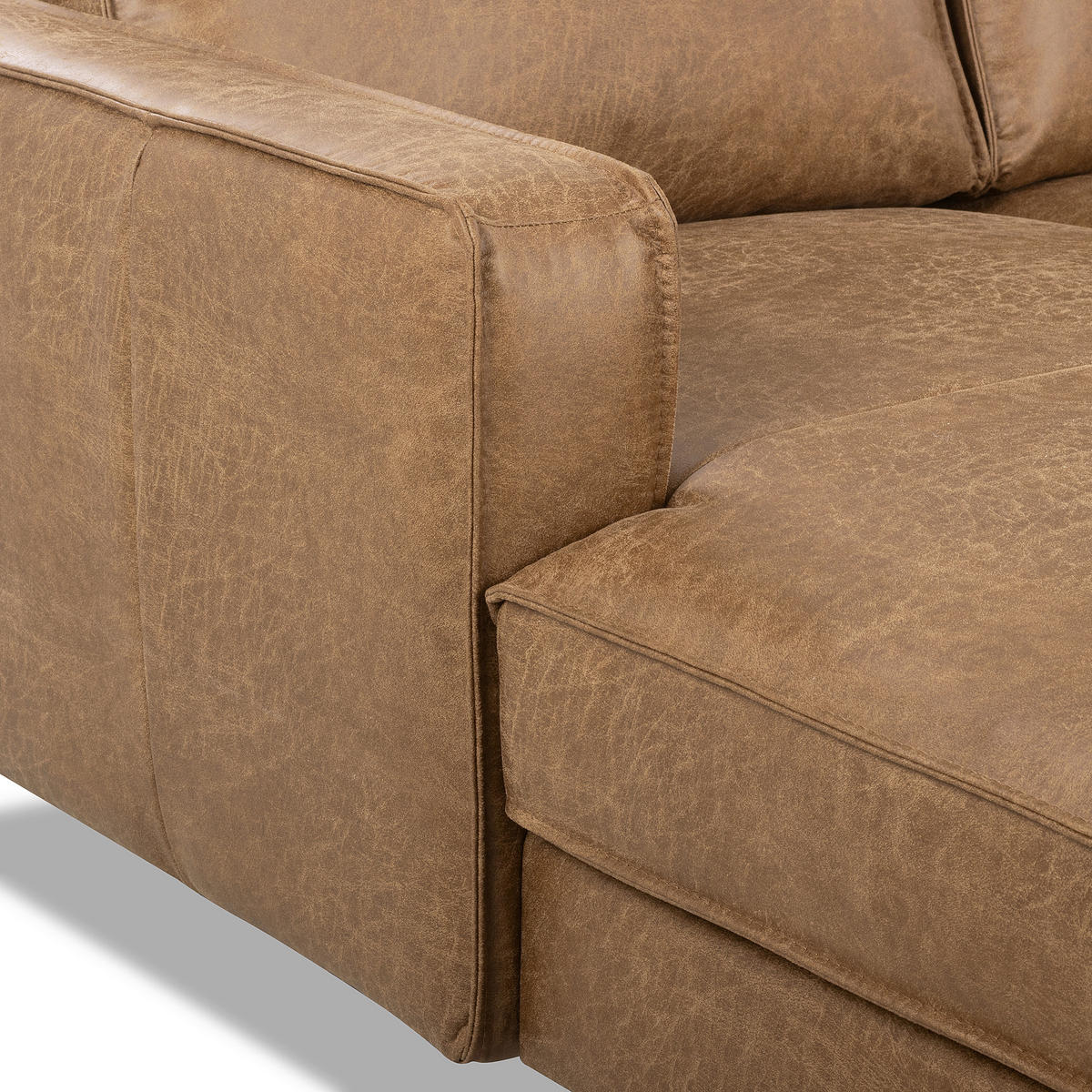 ECKSOFA Beige Echtleder Lederlook Rücken echt  - Beige, Design, Leder/Textil (166/238cm) - Livetastic