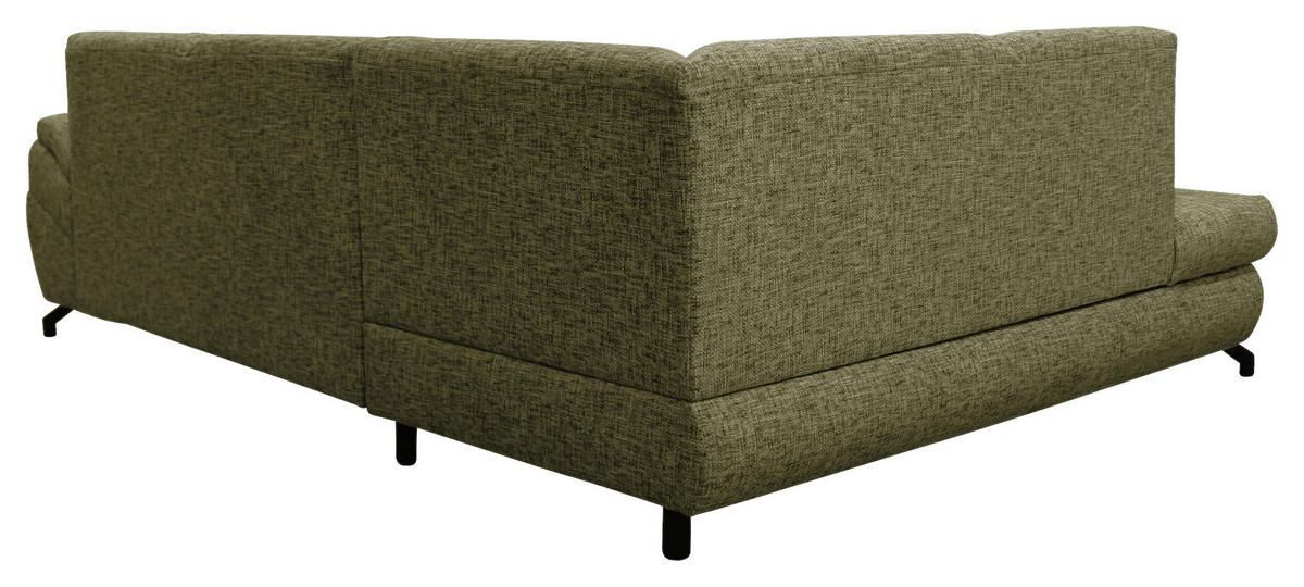 ECKSOFA in Struktur, Plüsch Grün  - Schwarz/Grün, Design, Textil/Metall (201/274cm) - MID.YOU