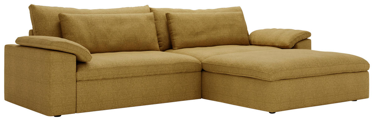 ECKSOFA  in Webstoff Currygelb  306/198 cm  - Currygelb/Schwarz, MODERN, Kunststoff/Textil (306/198cm) - Carryhome