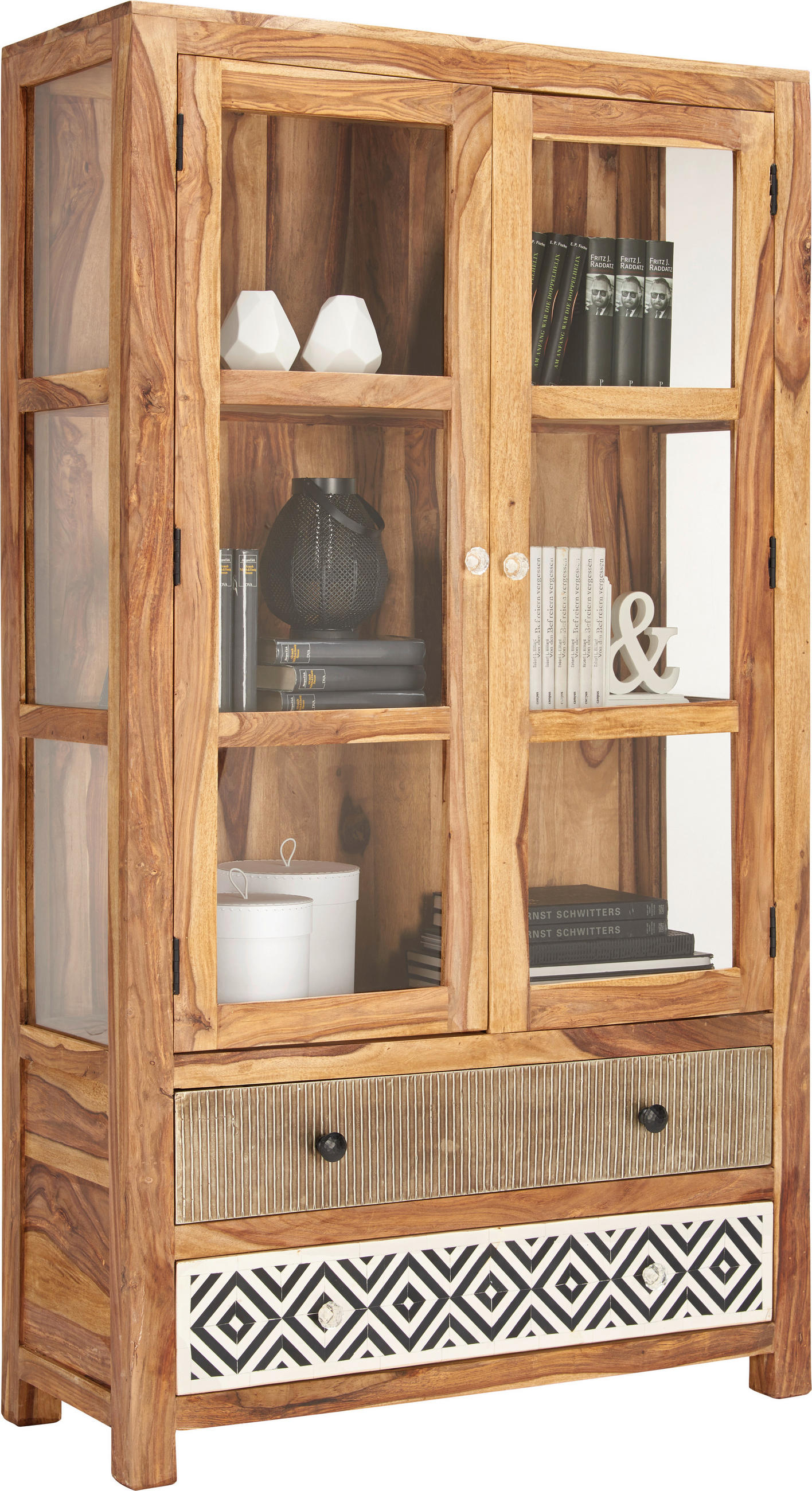 Vitrine in massiv Sheesham Sheeshamfarben