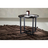COUCHTISCH furniert 50/50/45 cm rund Schwarz  - Schwarz, Design, Holz/Metall (50/50/45cm) - Livetastic