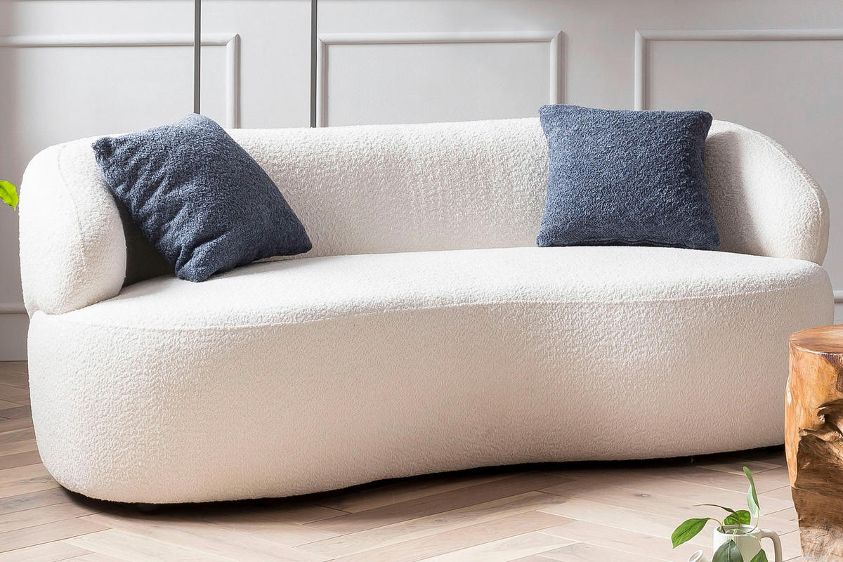 2-SITZER-SOFA in Bouclé Weiß  - Schwarz/Weiß, MODERN, Kunststoff/Textil (170/70/95cm) - Livetastic
