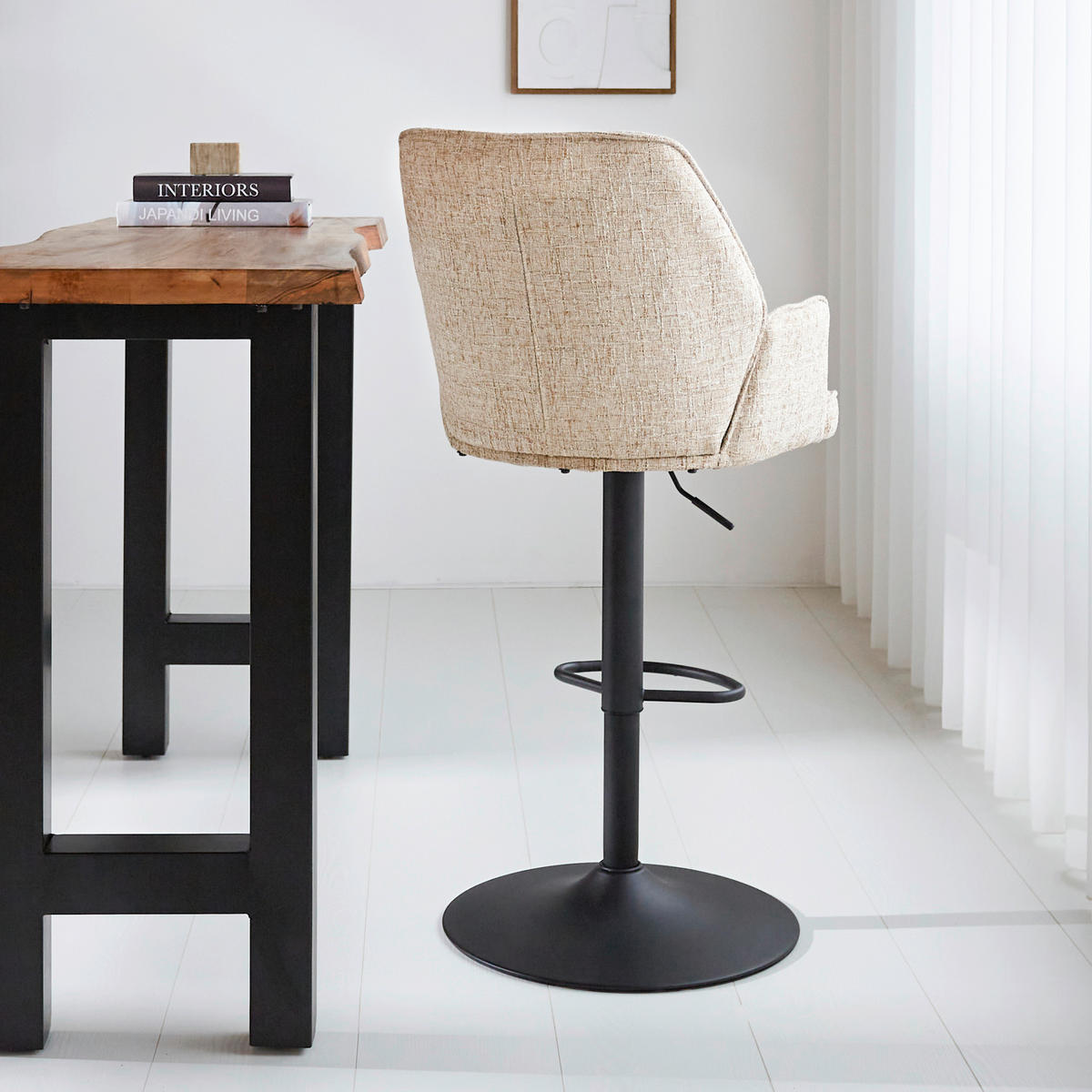 BARHOCKER-SET in Weiß  - Schwarz/Weiß, MODERN, Textil/Metall (54/100/58cm) - MID.YOU