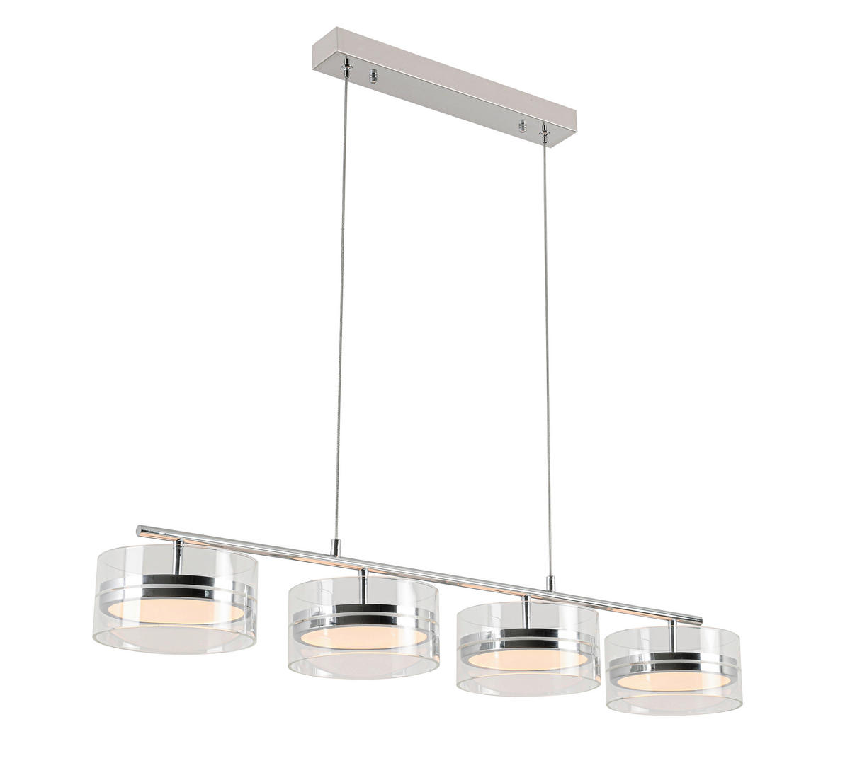 LED-HÄNGELEUCHTE Luca 93/18/120 cm   - Chromfarben, Design, Glas/Kunststoff (93/18/120cm) - Novel