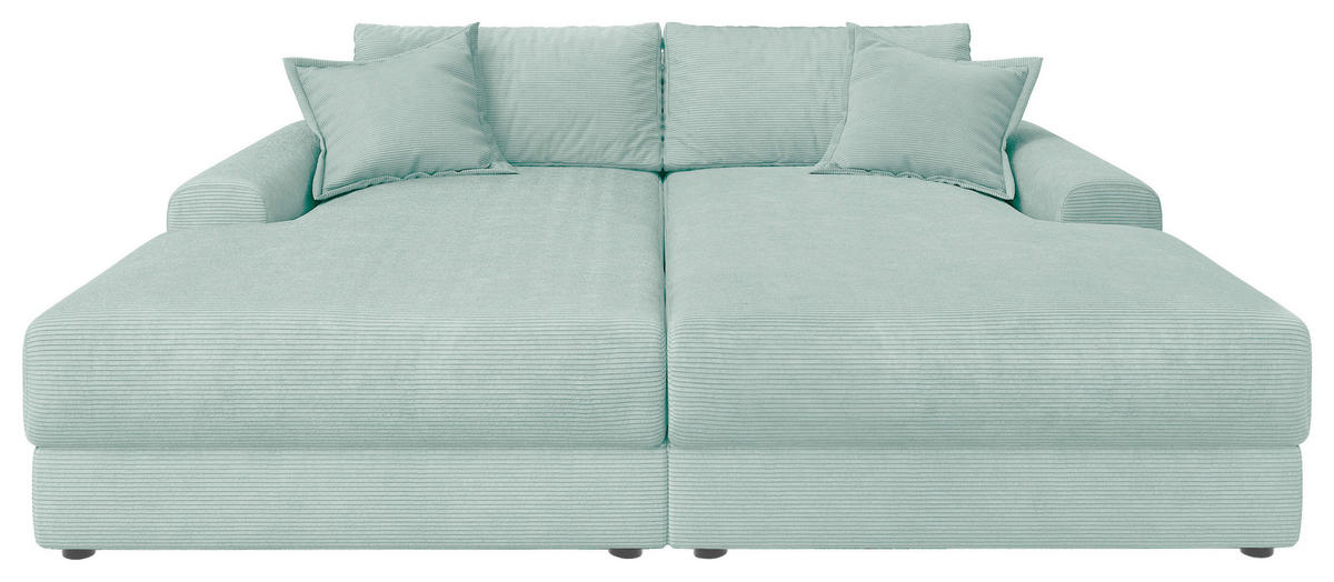 BIGSOFA Cord Salbeigrün  - Salbeigrün/Schwarz, MODERN, Kunststoff/Textil (234/93/190cm) - Carryhome