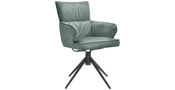 ARMLEHNSTUHL in Eisen Velours - Salbeigrün/Schwarz, Design, Textil/Metall (58/91/62cm) - Dieter Knoll
