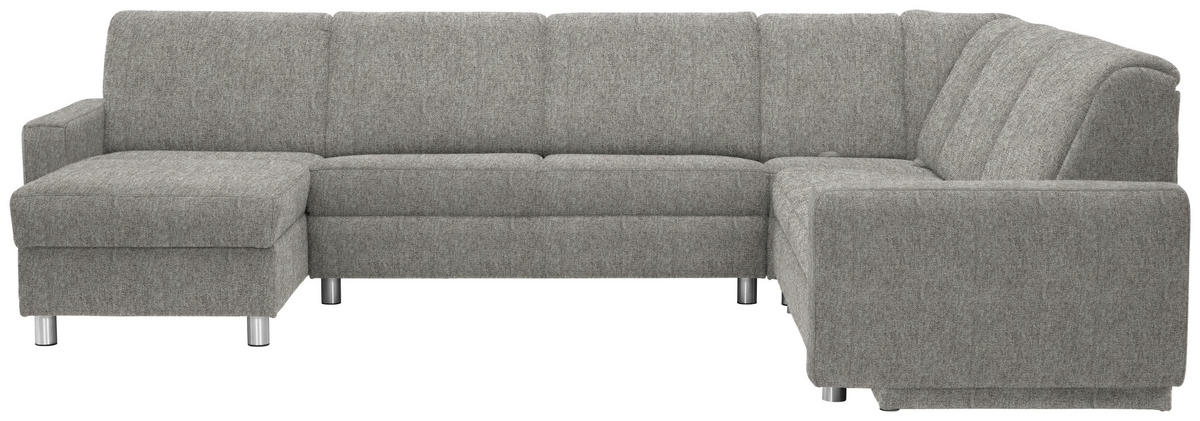 WOHNLANDSCHAFT in Chenille Hellgrau  - Hellgrau/Alufarben, KONVENTIONELL, Kunststoff/Textil (158/322/236cm) - Sedda