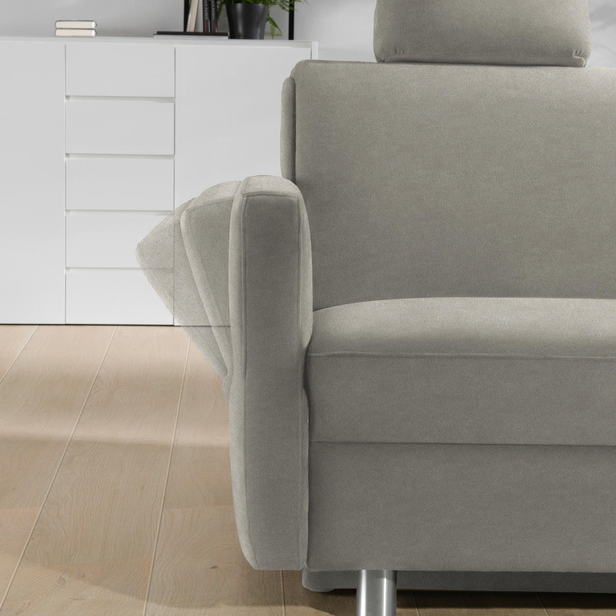 SCHLAFSOFA in Velours, beflockt Schlammfarben  - Schlammfarben/Alufarben, KONVENTIONELL, Kunststoff/Textil (170/88/91cm) - Sedda
