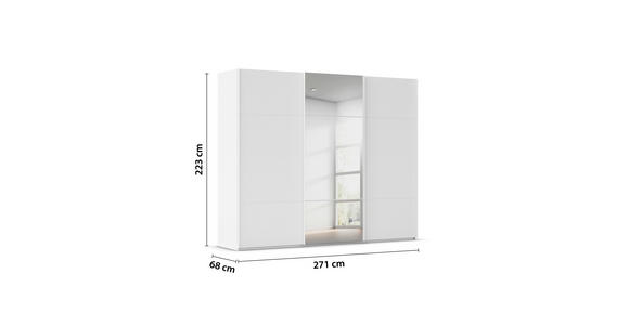 SCHWEBETÜRENSCHRANK 271/223/68 cm 3-türig Weiß - Weiß, KONVENTIONELL, Glas/Holzwerkstoff (271/223/68cm) - Novel