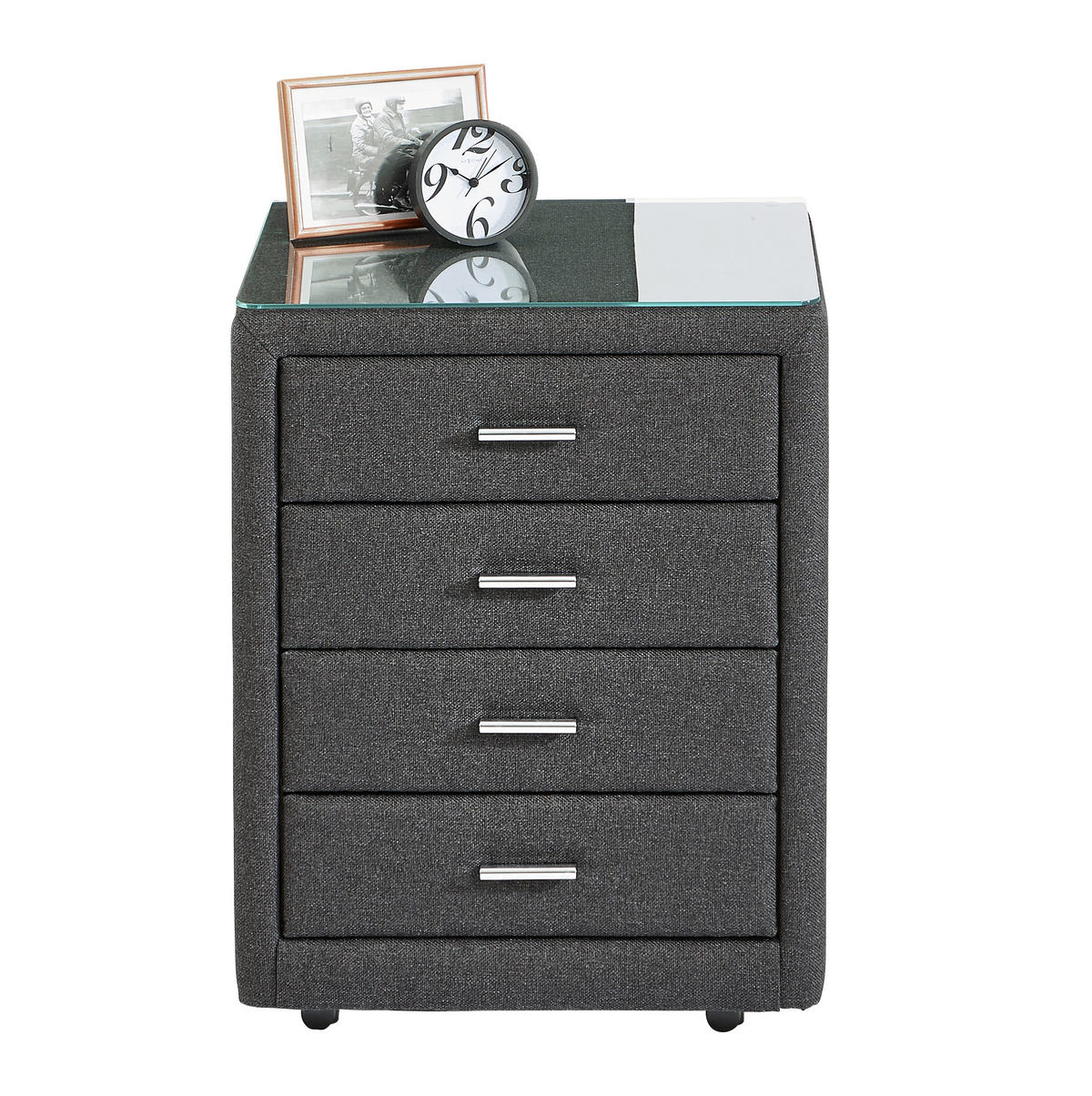 NACHTSCHRANK 50/64/41,5 cm  - Chromfarben/Schwarz, KONVENTIONELL, Glas/Textil (50/64/41,5cm) - Dieter Knoll