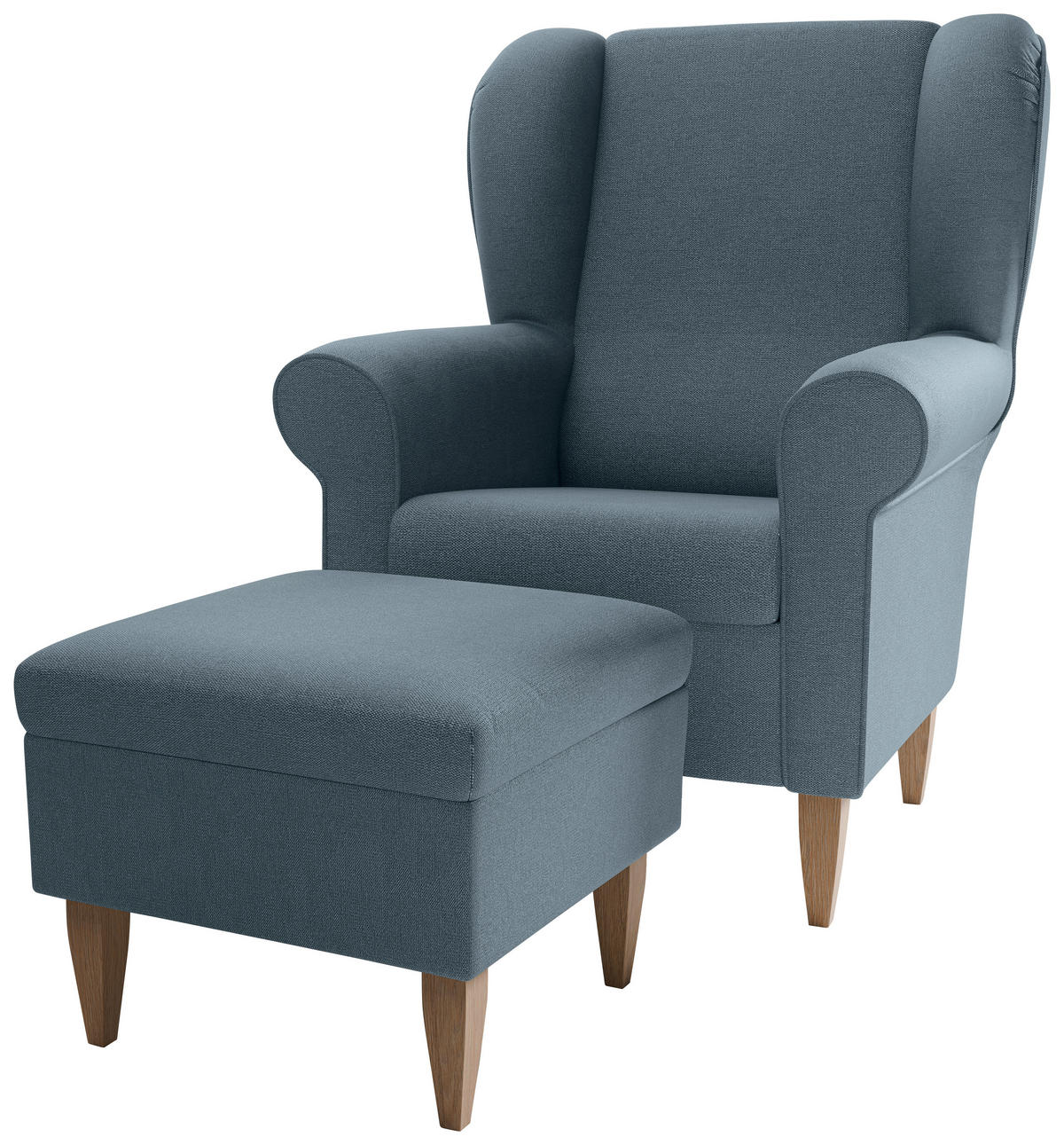 SESSELSET Struktur Blau  - Blau/Naturfarben, Konventionell, Holz/Textil (80/102/86cm) - Livetastic