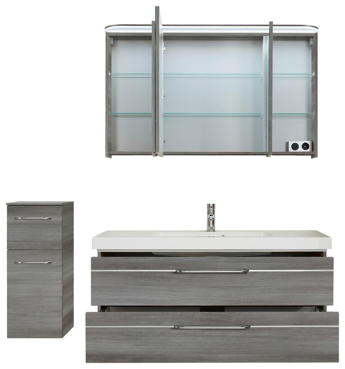 BADEZIMMER 4-teilig  in 153 cm  - Chromfarben/Graphitfarben, KONVENTIONELL, Glas/Holzwerkstoff (153cm) - Pelipal