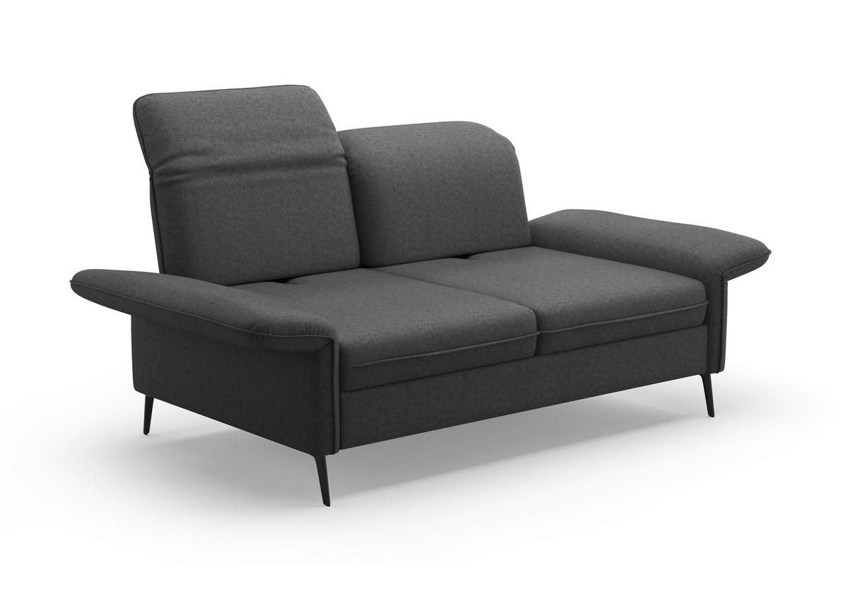 2,5-SITZER in Flachgewebe Dunkelgrau  - Dunkelgrau/Schwarz, KONVENTIONELL, Textil/Metall (189/92/123cm) - Sit & More