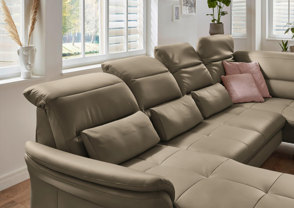 WOHNLANDSCHAFT  in Echtleder Hellbraun  - Hellbraun/Schwarz, Design, Leder/Metall (181/336/206cm) - Beldomo Speed