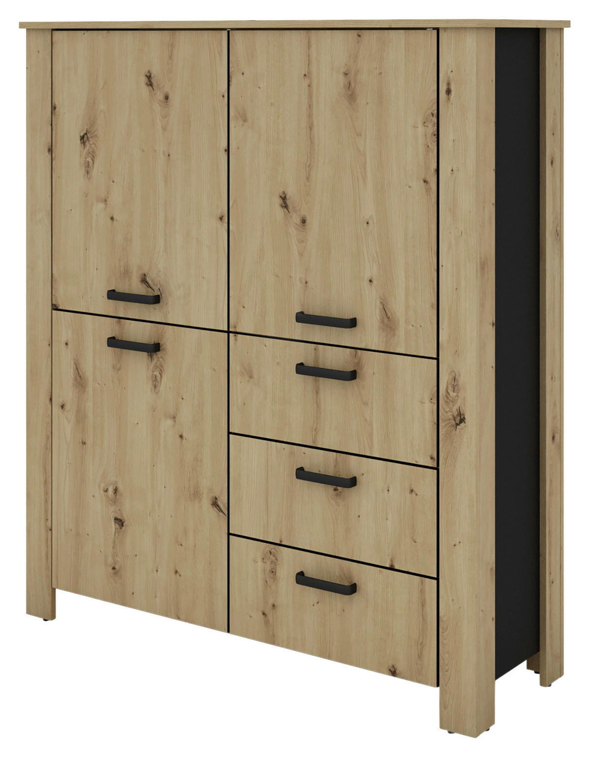HIGHBOARD  in 120/137/40 cm  - Schwarz/Eiche Artisan, Design, Holzwerkstoff/Kunststoff (120/137/40cm) - MID.YOU