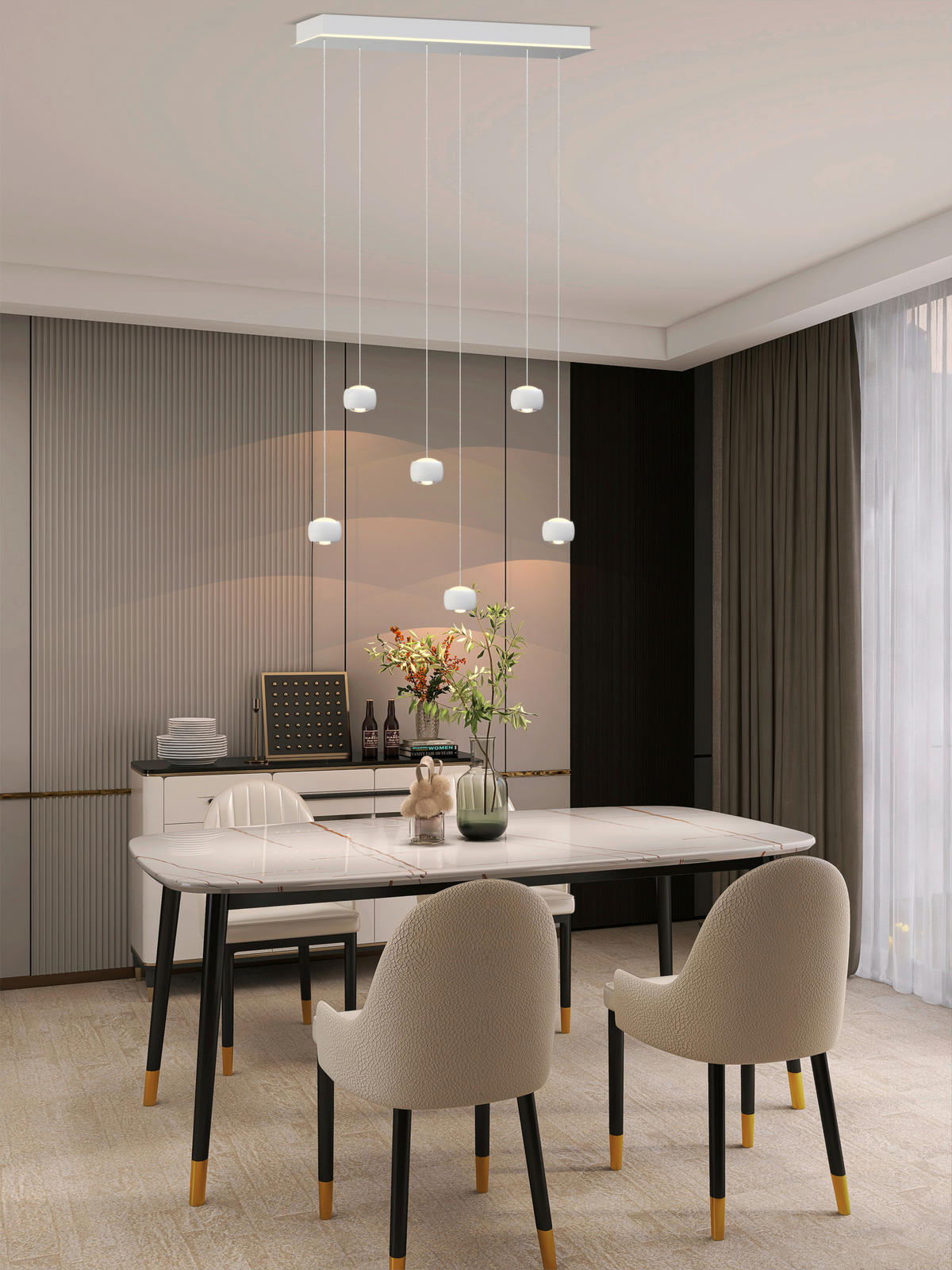 LED-HÄNGELEUCHTE 76/25/180 cm  - Weiß, Design, Metall (76/25/180cm)