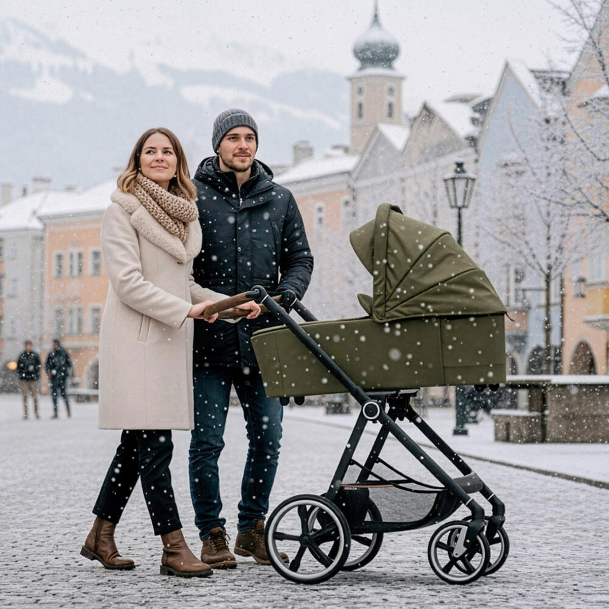 KINDERWAGENSET  Fusion Panorama Lyx Set inkl. Wickeltasche  Moosgrün  - Schwarz/Olivgrün, Basics, Textil/Metall (57/129/100cm) - Gesslein