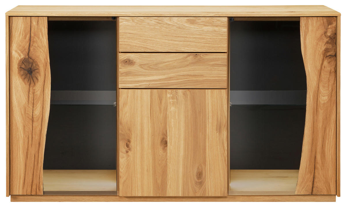 SIDEBOARD 137,7/79,3/43,8 cm  - Wildeiche/Grau, MODERN, Glas/Holz (137,7/79,3/43,8cm) - Moderano