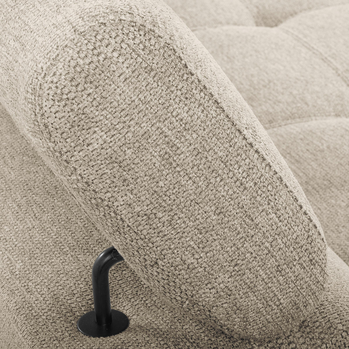 ECKSOFA TORINO Taupe Chenille Bettkasten, Kopfteilverstellung  - Taupe/Schwarzchrom, Design, Textil/Metall (247/173cm) - Livetastic