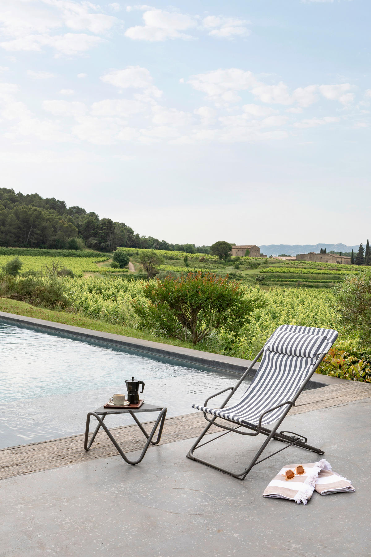 STRANDSTUHL Stahl Grau, Weiß  - Weiß/Grau, Basics, Kunststoff/Metall (60/91/83cm) - Lafuma Mobilier