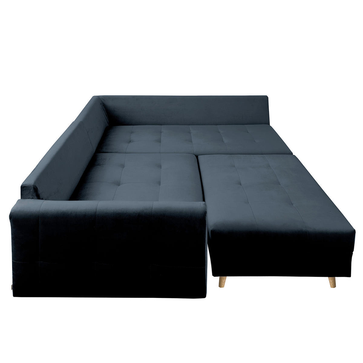 ECKSOFA inkl. Hocker Ariella in Samt Dunkelblau  231/161 cm  - Naturfarben/Dunkelblau, Design, Holz/Textil (231/161cm) - Livetastic