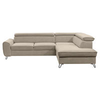 ECKSOFA in Flachgewebe Beige  - Beige/Schwarz, Design, Textil/Metall (250/200cm) - Stylife