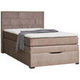 BOXSPRINGBETT 120/200 cm  in Taupe  - Taupe/Wengefarben, KONVENTIONELL, Holz/Textil (120/200cm) - Carryhome