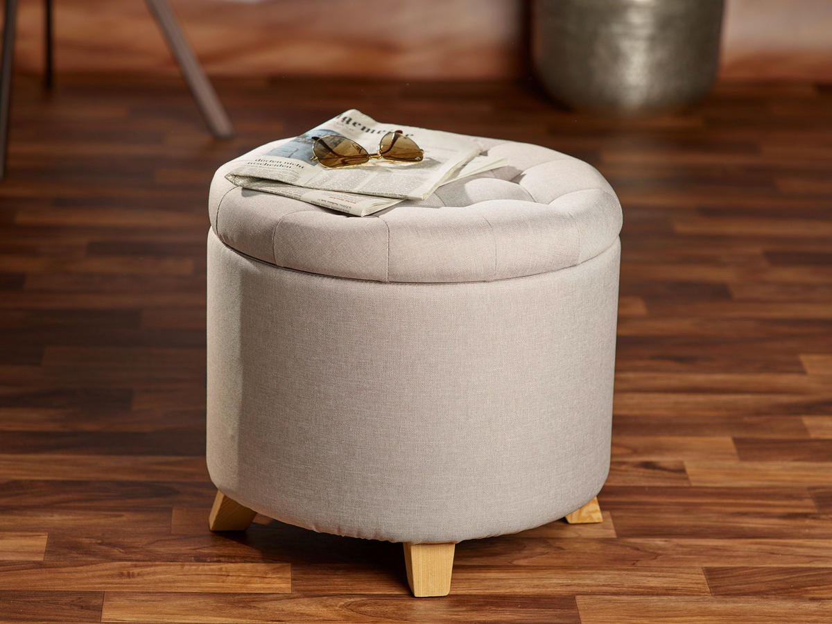 HOCKER in Textil Creme  - Creme, Design, Holz/Textil (45/41/45cm) - Echtwerk