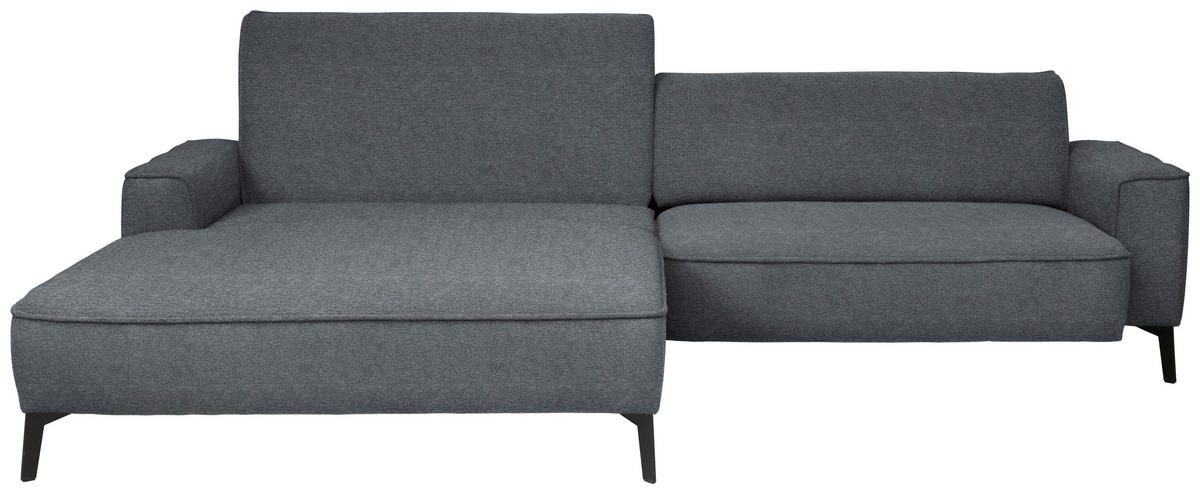 ECKSOFA in Flachgewebe Dunkelgrau  - Dunkelgrau/Schwarz, Design, Textil/Metall (190/285cm) - Johann Jakob