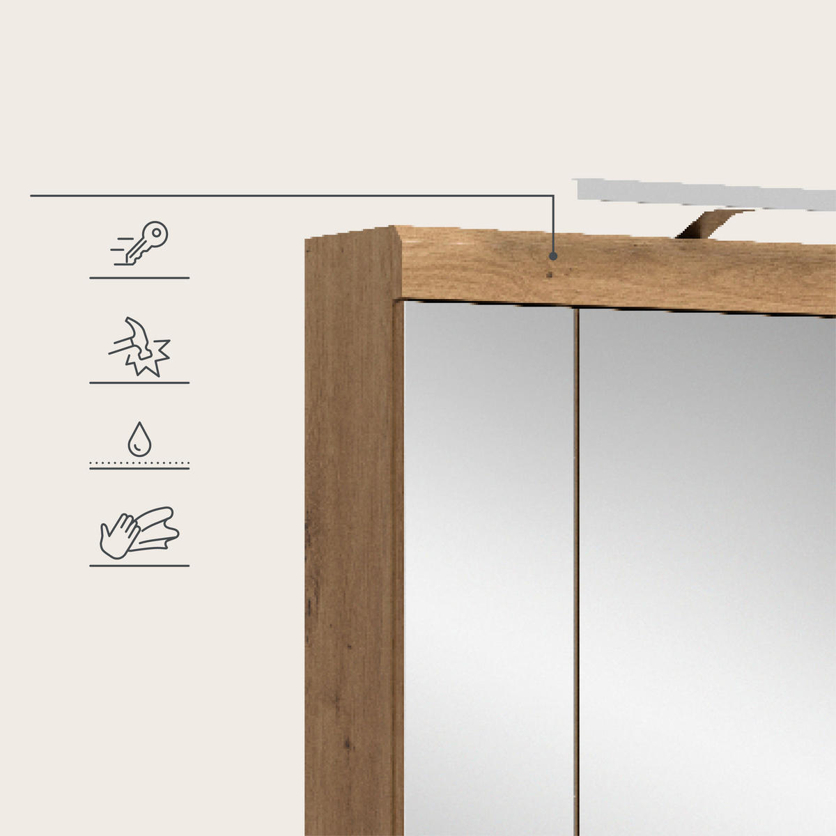 SPIEGELSCHRANK 60/79/18 cm  - Eiche Artisan, Trend, Glas/Holzwerkstoff (60/79/18cm) - MID.YOU