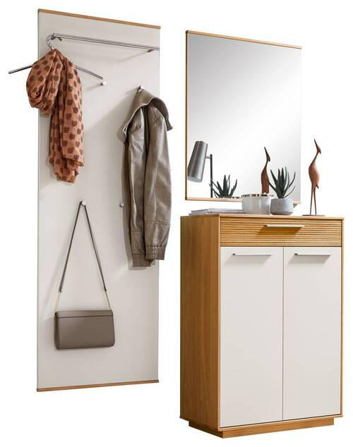 GARDEROBE 3-teilig in 145/195/37 cm - Eichefarben/Weiß, Design, Holz/Holzwerkstoff (145/195/37cm) - Novel