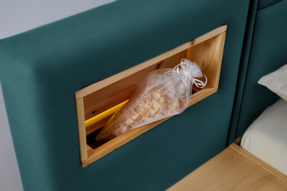 BOXSPRINGBETT 200/200 cm  in Eichefarben, Petrol  - Eichefarben/Petrol, Natur, Holz/Textil (200/200cm) - Valnatura