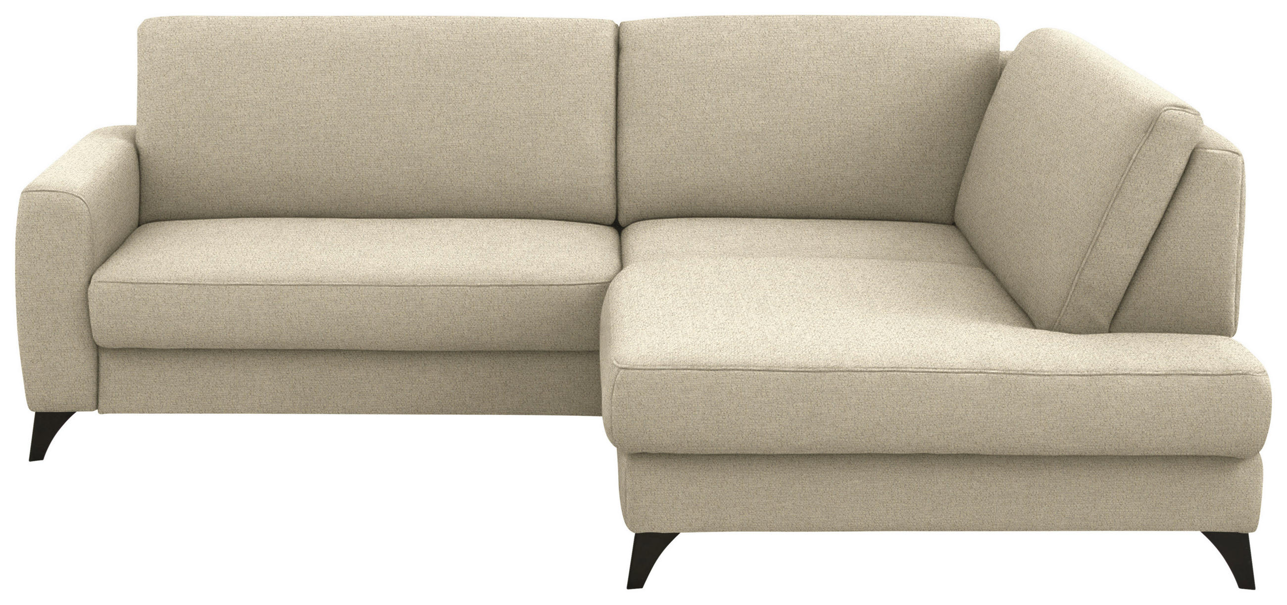 ECKSOFA  Chenille Sandfarben  - Sandfarben/Schwarz, Design, Textil/Metall (239/182cm) - Beldomo Comfort