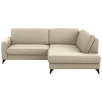 ECKSOFA  Chenille Sandfarben  - Sandfarben/Schwarz, Design, Textil/Metall (239/182cm) - Beldomo Comfort