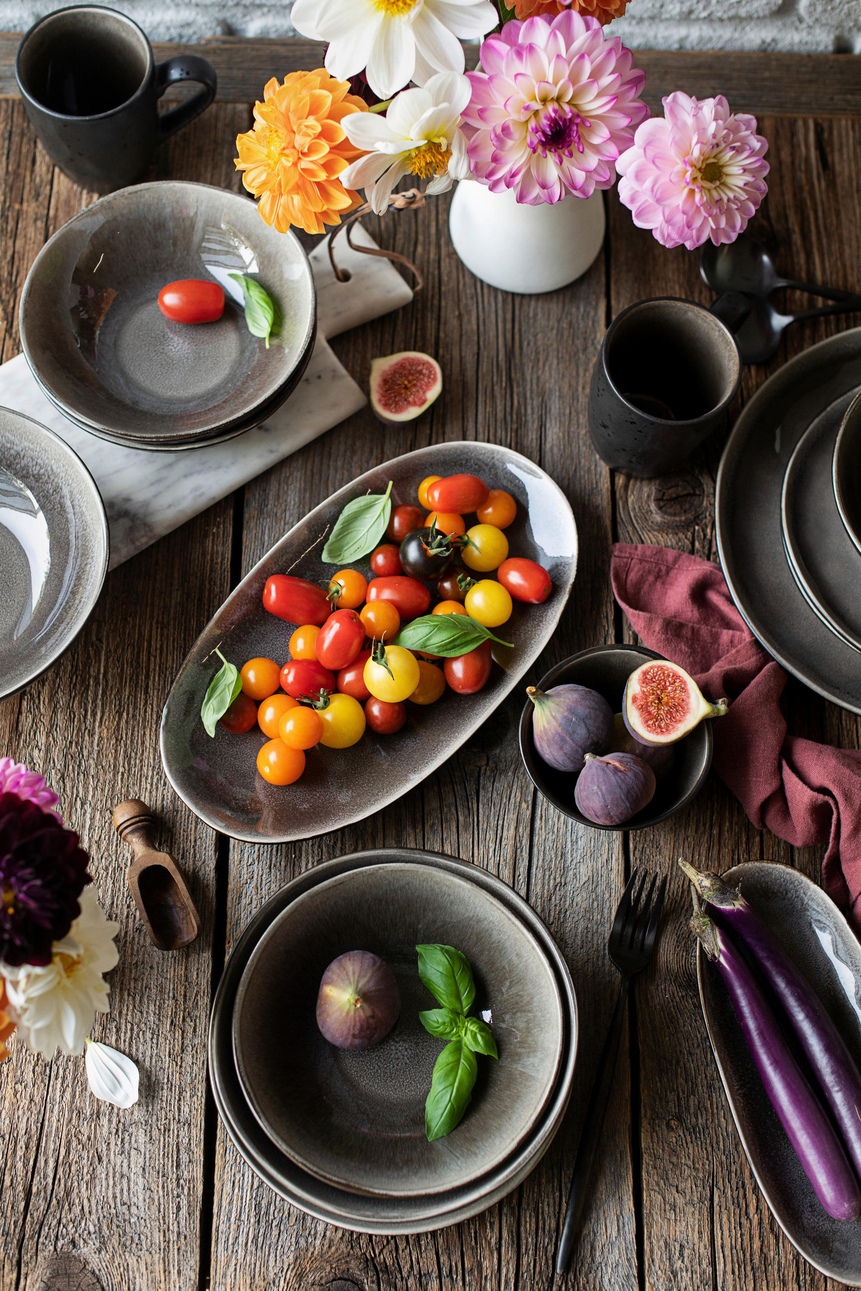 TASSENSET Niara Organic 8-teilig  - Schwarz/Braun, Basics, Keramik - Mäser