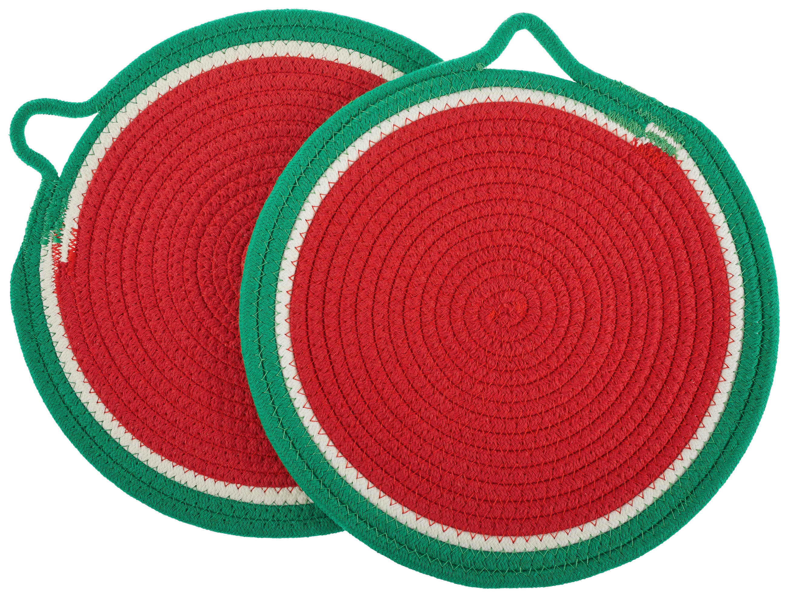 UNTERSETZERSET Textil Linon Grün, Rot 30 cm  - Rot/Grün, Design, Textil (30cm) - Esposa
