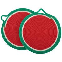 UNTERSETZERSET Textil Linon Grün, Rot 30 cm  - Rot/Grün, Design, Textil (30cm) - Esposa
