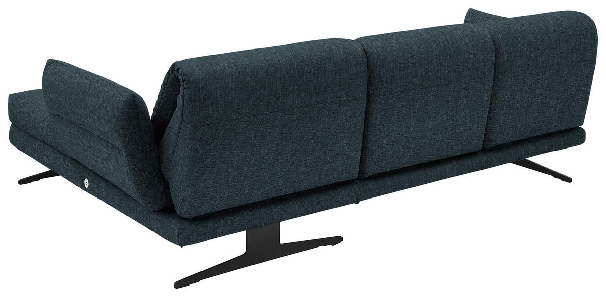 ECKSOFA in Flachgewebe Petrol  279-327/176-217 cm  - Petrol/Schwarz, Design, Textil/Metall (279-327/176-217cm) - Dieter Knoll