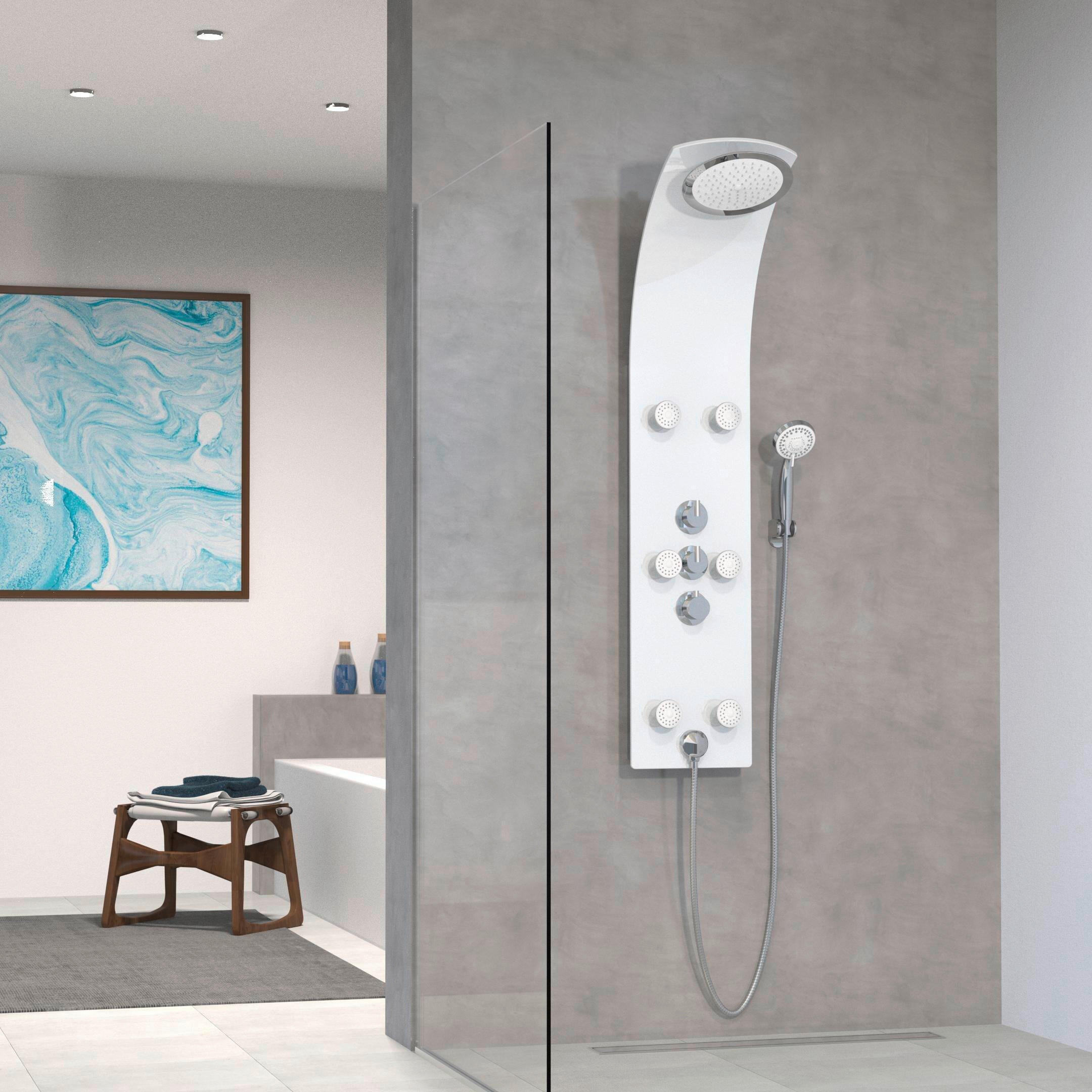 DUSCHPANEEL  - Chromfarben/Weiß, Design, Glas/Metall (28/133/50cm) - Schütte