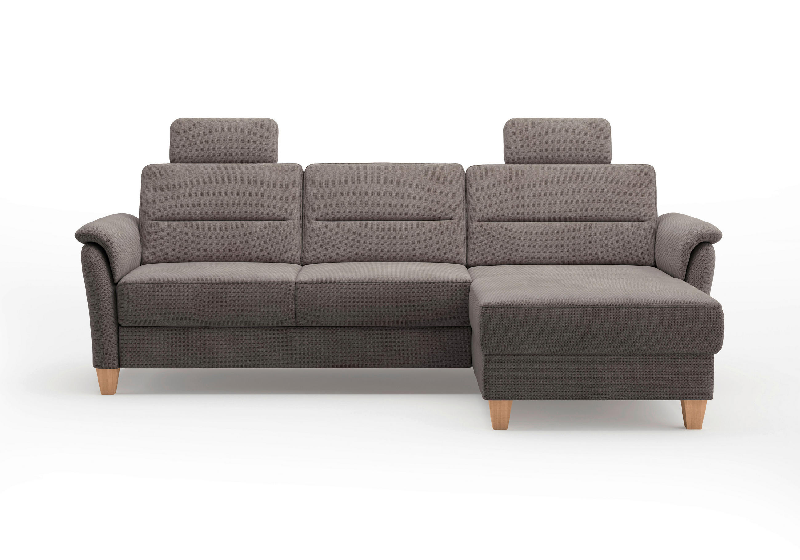 ECKSOFA in Flachgewebe Dunkelbraun  244/163 cm  - Eichefarben/Dunkelbraun, KONVENTIONELL, Holz/Textil (244/163cm) - Sit & More