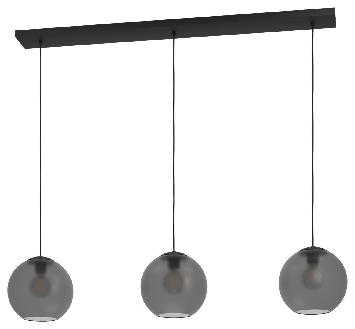 HÄNGELEUCHTE Arangona 125,5/24,5/150 cm  - Schwarz/Grau, KONVENTIONELL, Glas/Metall (125,5/24,5/150cm)